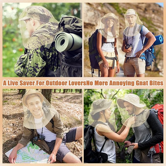HESTYA 4 Pack Mosquito Net Face Mesh Net Protecting Net for Outdoor Hiking Camping Climbing Mosquito Fly Insects Preventing