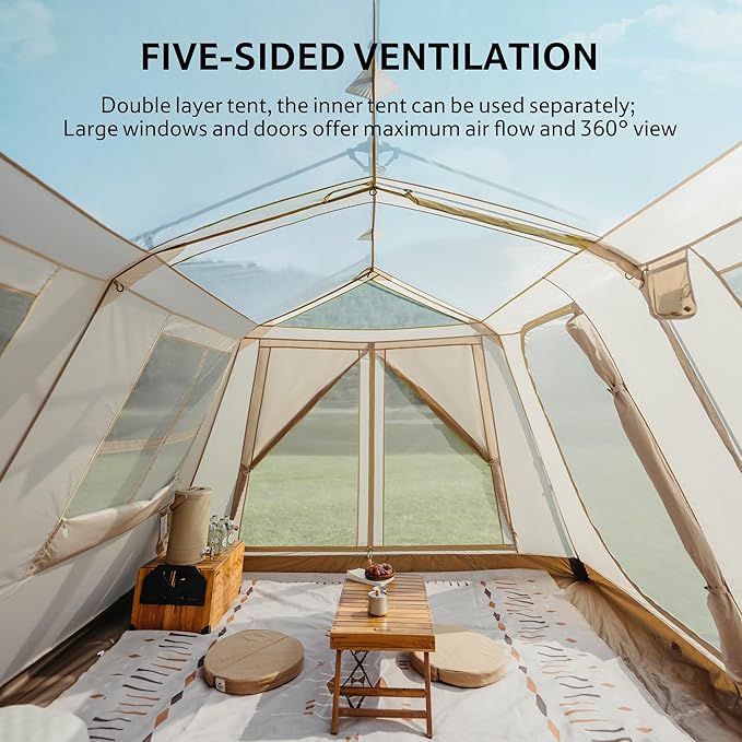 Naturehike Village Camping Tent,4/6/8 Person Tents for Camping, 60S Easy Setup Instant Tent for Family Camping, Car Camping