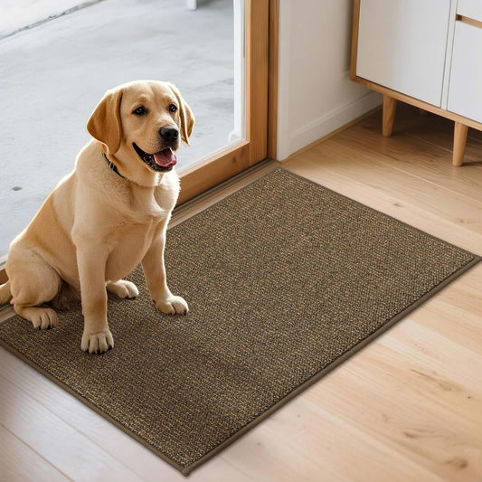 JSEI Dirt Trapper Door Mat 20"x32" Non-Slip Washable Entrance Mat, Dog Doormats, Absorbent & Fade-Resistant Floor Mats, Low Profile Welcome Mats for Entryway, Front Door, and Inside Entrance, Brown