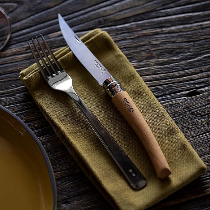 Opinel Effile Slimline Series Folding Fillet Knife – Slim Blade Folding Knife, Virobloc Locking Collar, Sustainably Harvested Wood Handles, Updated Blade Profile (Beechwood/No.10)