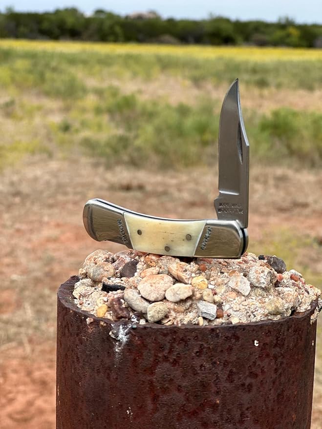 Moore Maker Inc. - 5112LB - Folding Single Blade Lockback Pocketknife - White Bone Handle - 3" Closed