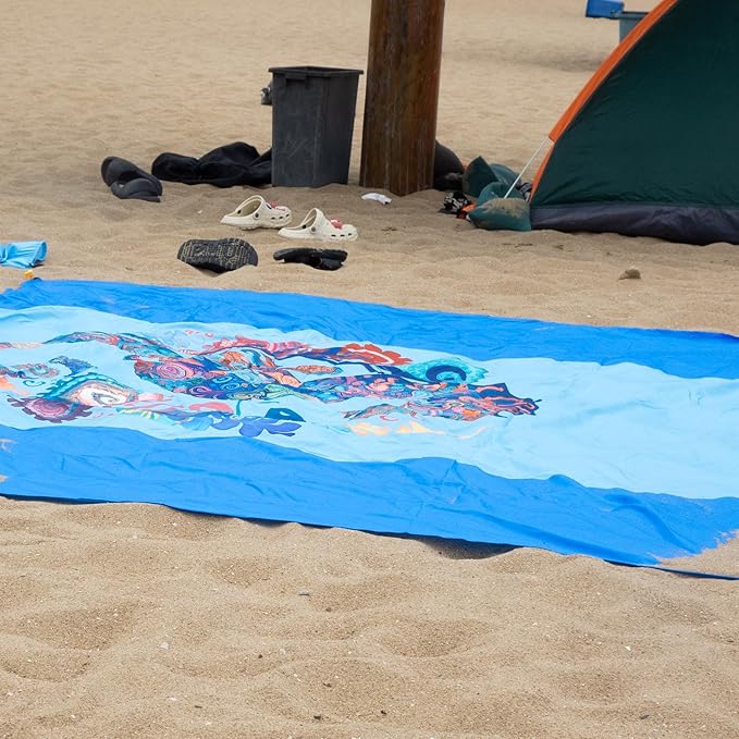 Large Beach Blanket Waterproof Sandproof 79"x 83" for 1-4 Adults,Quick Drying Beach Mat,Lightweight & Durable,Beach Essentials for Family Beach Camping Travel Picnic(2pcs)