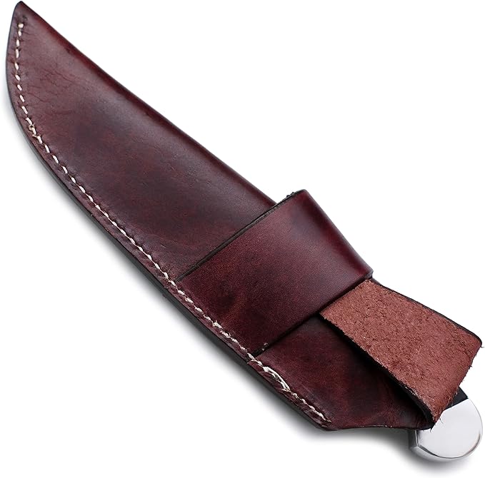 Handmade Damascus Steel Fixed Blade Bowie Knife For Edc,Hunting,Survival,Camping,Bushcraft and Fishing Fixed Blade Drop Point Blade Full Tang Micarta Handle with Cowhide-Leather Sheath -WKD-806