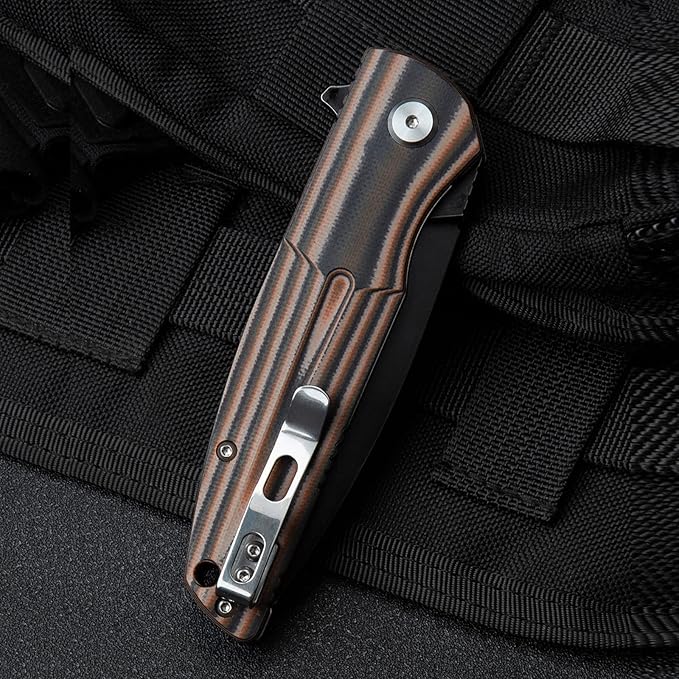 BESTECH KNIVES Pocket Folder Folding Knife: 3.67" 14C28N Steel Black Blade, G10 Handle, EDC Clip, BG34C-3 (Black Desert)