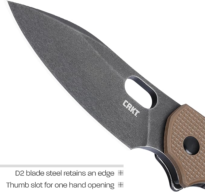 CRKT Pilar III Everyday Carry Folding Knife: Drop Point with D2 Steel Blade, G10 Handle, Frame Lock, 5317B