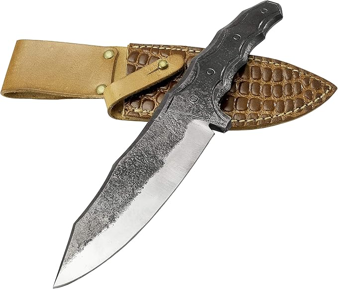 Toferner Hand Forged Knife Crocodile with Sheath, Vintage Knife for Antique Collection, Genuine Leather Case, Hardened Blade, Hand Made Craft, Gift Idea for Men