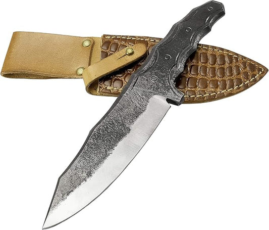 Toferner Hand Forged Knife Crocodile with Sheath, Vintage Knife for Antique Collection, Genuine Leather Case, Hardened Blade, Hand Made Craft, Gift Idea for Men