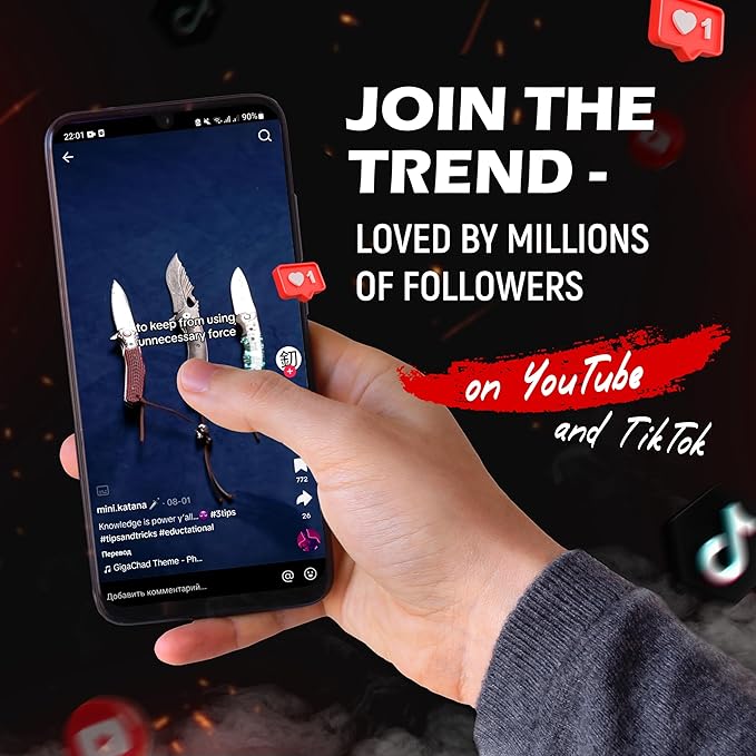 Mini Katana Premium & Unique Damascus Pocket Knife - Unmatched Sharpness 67-layer VG10 Steel & Durability with Clip Leather Sheath - Ideal for Everyday Use & Hunting