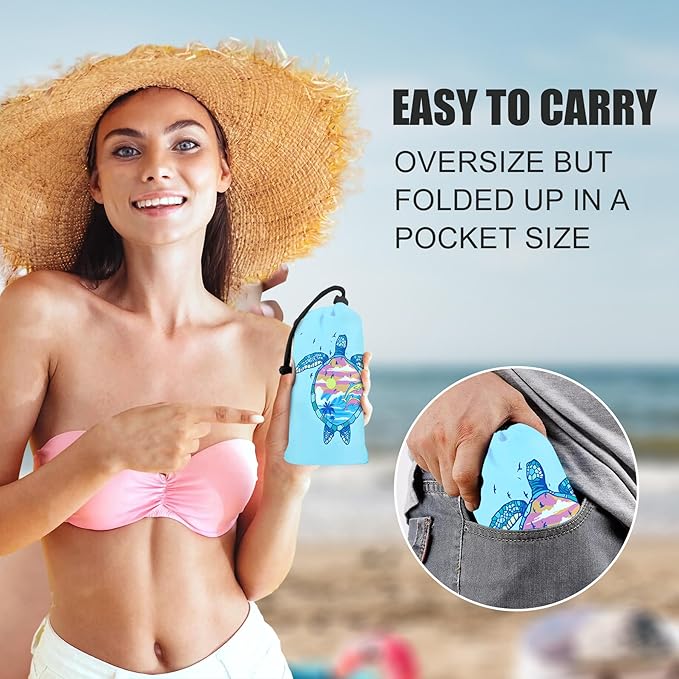 Large Beach Blanket Waterproof Sandproof 108"x 82" for 1-6 Adults,Quick Drying Beach Mat,Lightweight & Durable,Beach Essentials for Family Beach Camping Travel Picnic