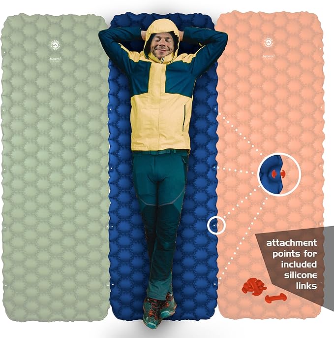 ECOTEK Outdoors Hybern8 Lynx - Linkable, Oversized Sleeping Pad - Innovative & Easy to Use - Lightweight & Compact - Perfect for Backpackers, Overlanders, Couples, and Families