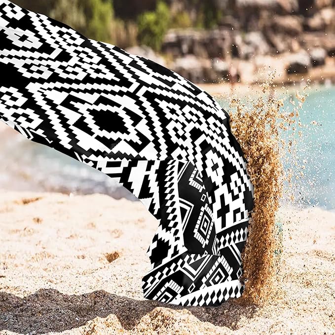 Beach Blanket Waterproof Sandproof, 78''×86'' Large Beach Mat for 2-4 Adults with Stakes and Sand Pocket, Moroccan Outdoor Picnic Blanket for Travel, Camping, Hiking, Beach Essentials