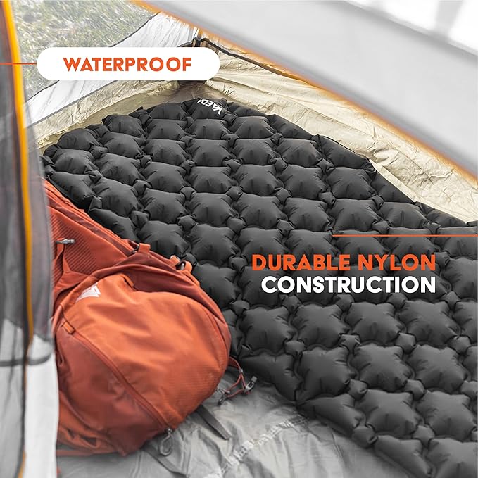 VAEDA Inflatable Sleeping Pad for Camping - Portable & Compact Camping Mat for Sleeping - Ultralight & Waterproof Backpacking Sleeping Mat for Hiking, Traveling & Outdoor Activities