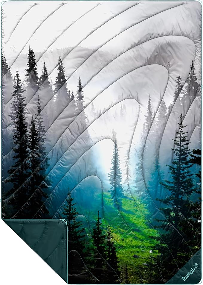 Rumpl Original Puffy Blanket - Warm Puffy Camping Blanket, 100% Recycled Polyester Insulation, Lightweight, Packable, Water-Resistant, Outdoor Puffer Blanket, 52"x75", Olympic Fog