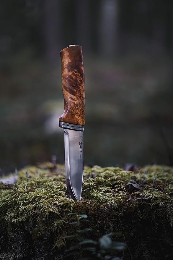 HELLE Knives - Alden - Fixed Blade - Fishing Knife - Birch Wood Handle - 12C27 Stainless Steel - Made in Norway