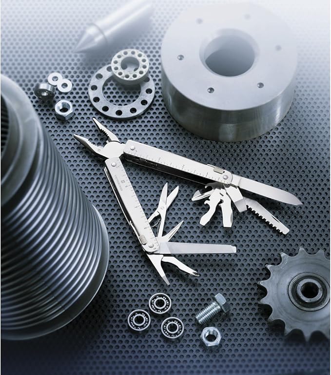 Victorinox Swiss Tool Swiss Army Knife, 24 Function Swiss Made Multi-Tool with Needle-Nose Pliers, Wire Cutters and Large Blade - Silver