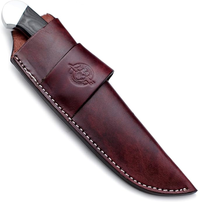 Handmade Damascus Steel Fixed Blade Bowie Knife For Edc,Hunting,Survival,Camping,Bushcraft and Fishing Fixed Blade Drop Point Blade Full Tang Micarta Handle with Cowhide-Leather Sheath -WKD-806