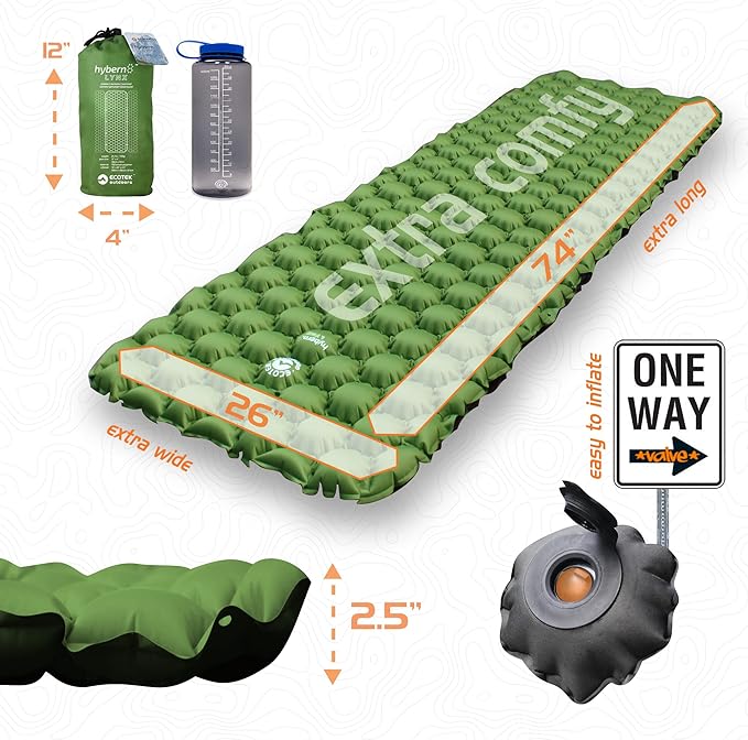 ECOTEK Outdoors Hybern8 Lynx - Linkable, Oversized Sleeping Pad - Innovative & Easy to Use - Lightweight & Compact - Perfect for Backpackers, Overlanders, Couples, and Families