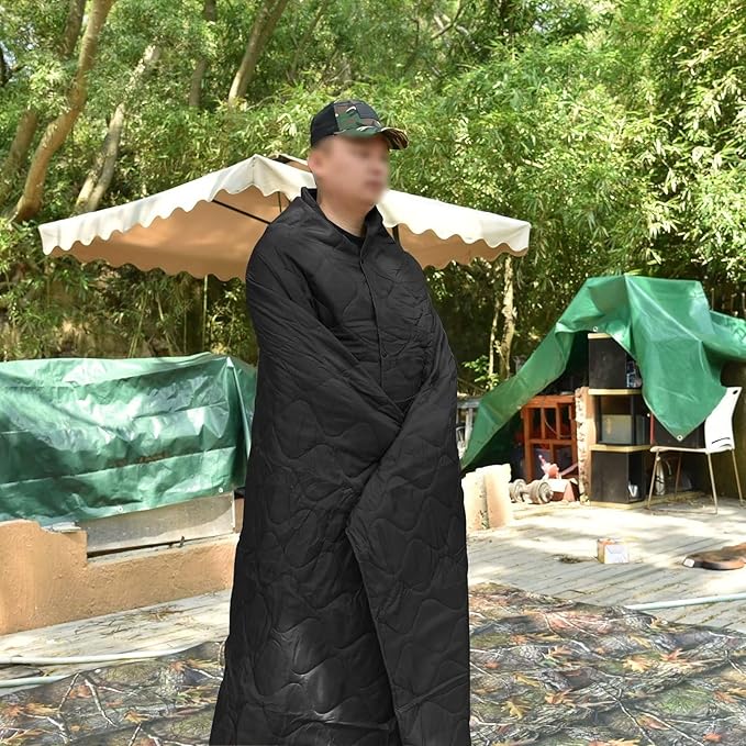 Poncho Liner Military Woobie Blanket Multicam Camo Woobie with Compression Carry Bag for Outdoors Hiking Jungle Hunting Gear