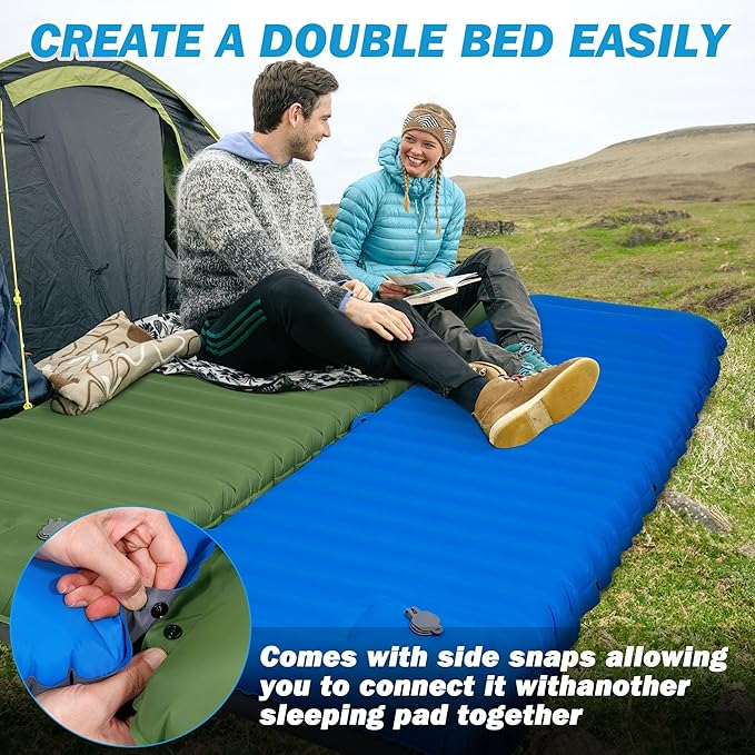OUTSKIRT 4" Thickness Sleeping Pad with Built-in Foot Pump, Lightweight & Ultra-Comfort Camping Pads - Perfect for Camping, Hiking, Backpacking & Outdoor Adventures, Blue