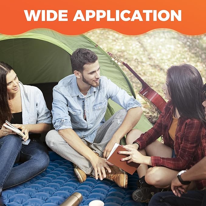 KingCamp Sleeping Pads for Camping, Self Inflating Camping Mattress with Built-in Foot Pump, Connectable Durable Inflatable Sleeping Mat with Pillow, Compact Camping Air Mattress for Camping Hiking