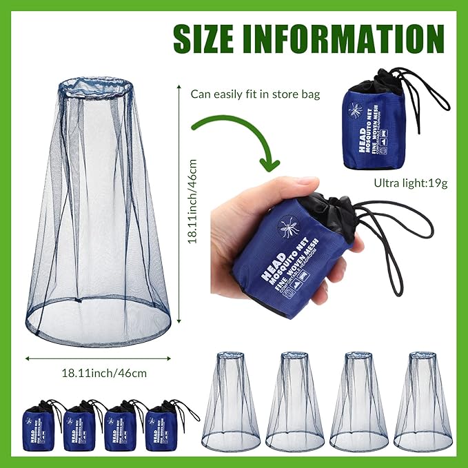 HESTYA 4 Pack Mosquito Net Face Mesh Net Protecting Net for Outdoor Hiking Camping Climbing Mosquito Fly Insects Preventing