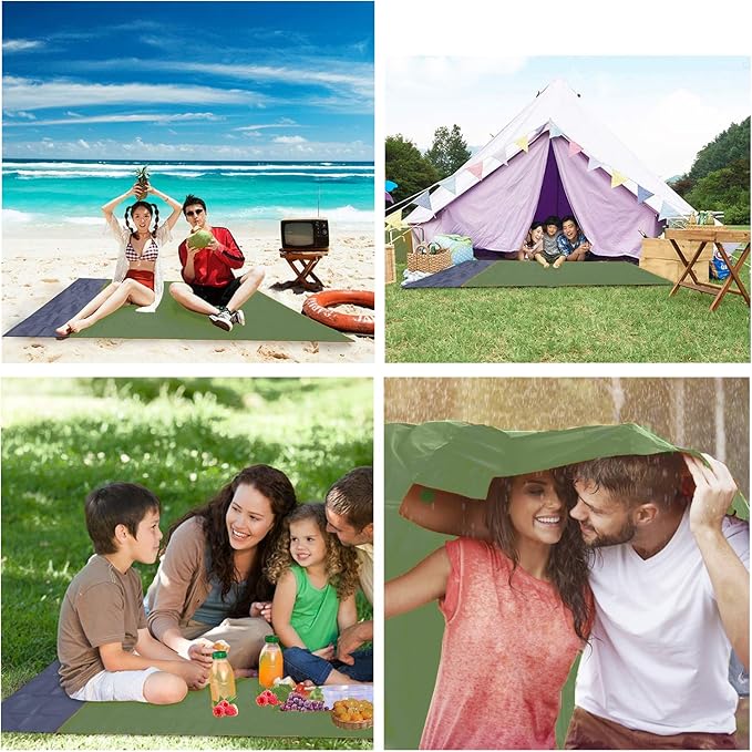 Beach Blanket 79 * 55inch, Compact Sand Proof and Waterproof Picnic Blanket, with Portable Storage Bag, Great for Outdoor Travel Camping Hiking Festival Park Sports