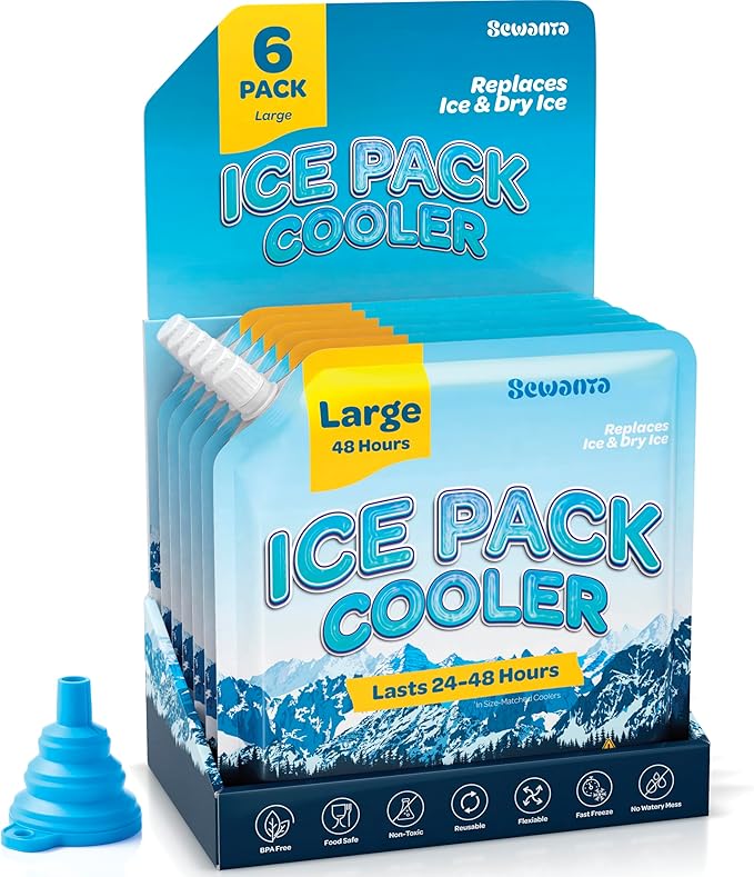 Reusable Ice Packs for lunch Boxes, Coolers (18 Pack) Ice Pack for Outdoor Activities Like Camping & Travel - keep drink & Food Cold Up to 48 Hours with No Mess of Melting Ice.