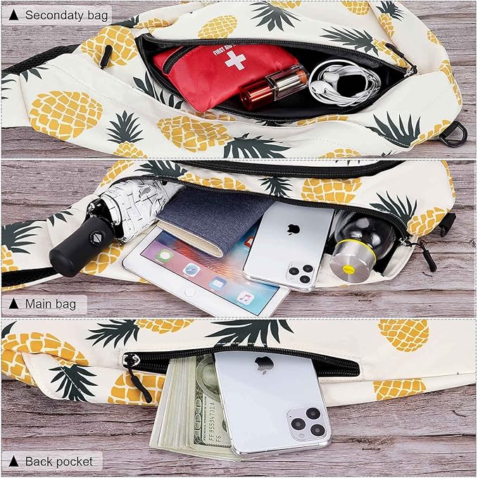 HUA ANGEL Crossbody Sling Bag for Men & Women Lightweight Waterproof Chest Shoulder Bag for Travel Hiking & Everyday Use