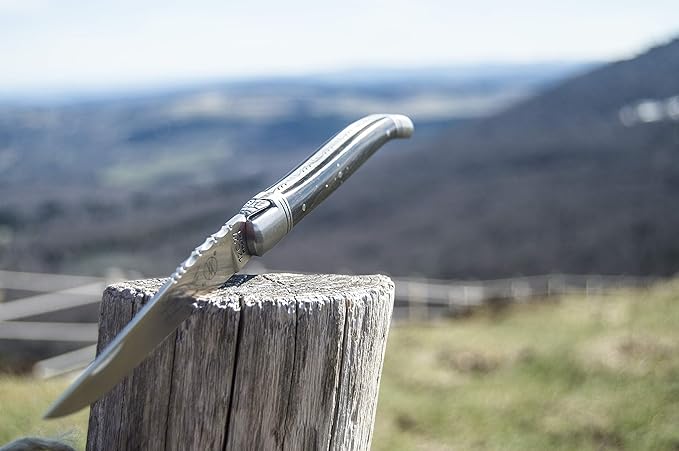 Laguiole Deluxe Folding Pocket Knife 11 cm, Olive Wood Handle, Made in France