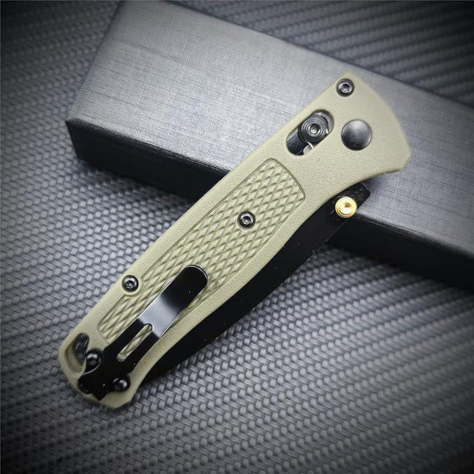 Axis Lock Knife EDC Folding Pocket Knives For Men, Coated Finish Blade, Green Grivory Fiberglass Super Lightweight Handle With Belt Clip, Everyday Carry Thumb Studs Manual Open