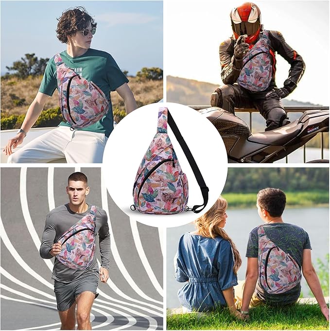 HUA ANGEL Crossbody Sling Bag for Men & Women Lightweight Waterproof Chest Shoulder Bag for Travel Hiking & Everyday Use