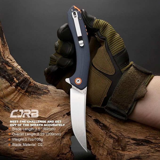 CJRB Folding Knife Gobi(J1906) Stonewash D2 Steel Balde G10 Tactical Handle Pocket Folding Knife EDC