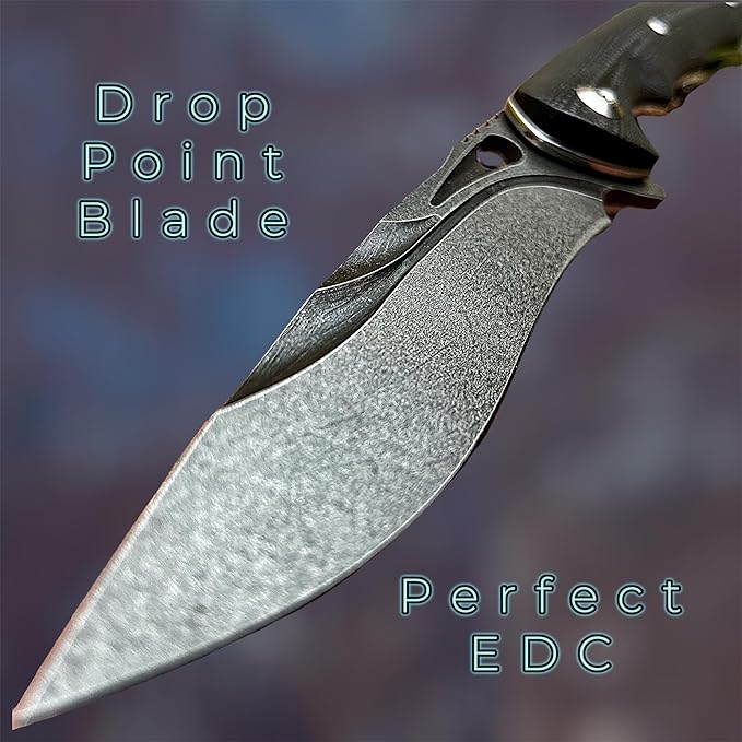 TACTICAL GEARZ Pocket Folding Knife for EDC, G10 Handle, Stonewashed D2 Steel Blade! (Krato ST)