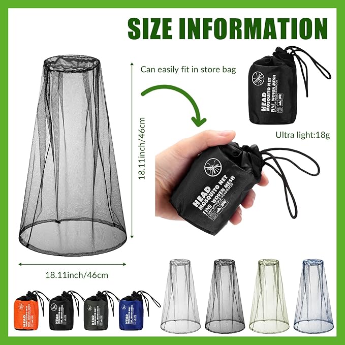 HESTYA 4 Pack Mosquito Net Face Mesh Net Protecting Net for Outdoor Hiking Camping Climbing Mosquito Fly Insects Preventing