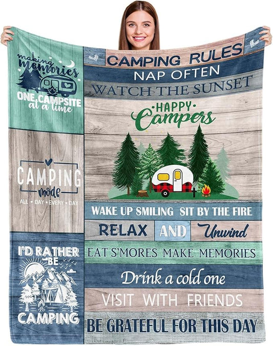 Camping Blanket, Camping Gifts, Best Gifts for Rv Owners, Camping Gifts for Women,Men, Kids, Rv Gifts, Gifts for Camping Lovers,Camping Essentials, Camping Accessories, Camping Throw Blanket 60inx50in