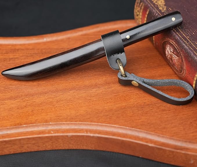 Damascus Knife Gift Men's Mini Katana Japanese Samurai Knives with Wooden Sheath, 4-1/5'' Fixed Blade Damascus Steel Pocket Knife