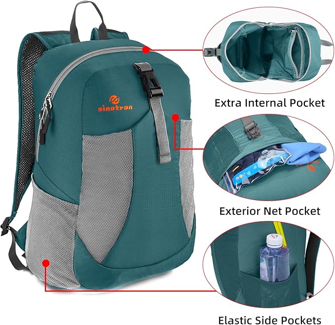 sinotron 22L Lightweight Packable Hiking Backpack, Small Hiking Backpack Day Pack for Women Men Travel Camping Vacation