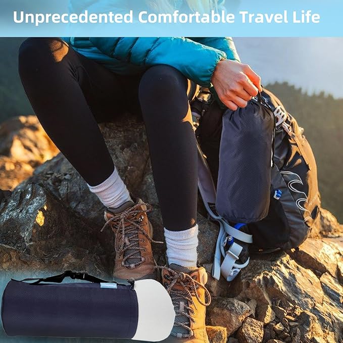 Small Travel Pillow,Memory Foam Travel & Camping Pillow for Adults with Storage Bag,Backpacking, Airplane, Car Travel,Easy to Carry Compact Portable Pillow for Sleeping with Machine Washable Cover