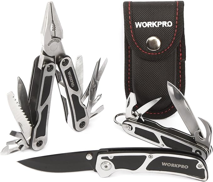 WORKPRO W000316 3-Piece Multi-Tool Set, Stainless Steel Construction (Single Pack)