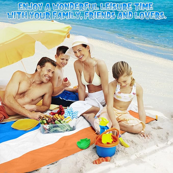 Beach Blanket Waterproof Sandproof 1-8 Adult Oversized 9'×10' Lightweight Durable Compact Sand Free Beach Mat for Travel Camping Hiking Picnic Blanket