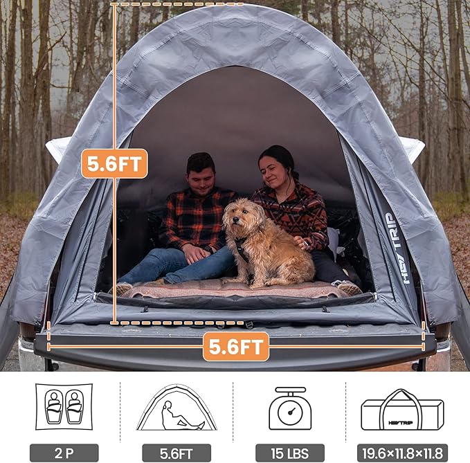 HEYTRIP Truck Bed Tent 5.0ft-6.8ft Waterproof Pickup Truck Tent Double Layer 2 Person Truck Tent Camper for Camping Fishing