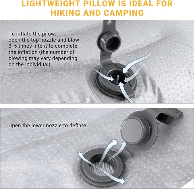 ATEPA Ultralight Inflatable Pillow - Camping Travel, 2oz Insulated Compact, Comfortable, Inflating Pillows for Neck & Lumbar Support for Hiking, Backpacking