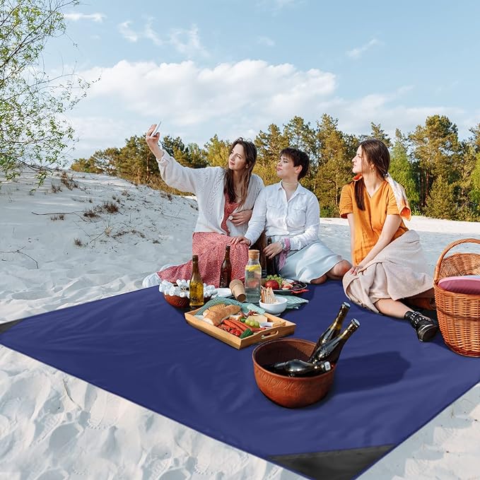 Odoland Beach Blanket Picnic Blanket, SandProof Waterproof Outdoor Pocket Blanket with Portable Bag, Foldable Lightweight Sand Free Quick Drying Beach Mat for Hiking Camping Picnics Travel Concert