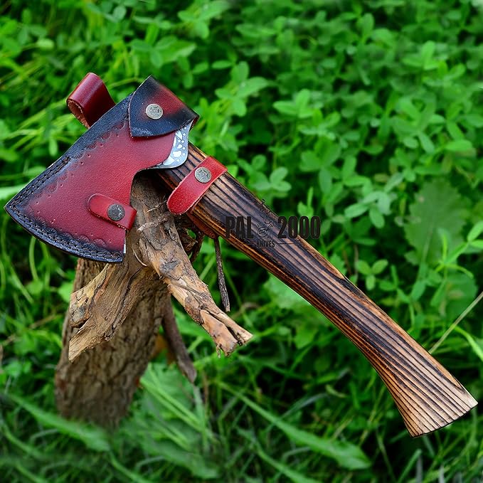 AX-2018 Custom Handmade Viking Hatchet Bearded Axe Head Camping Tomahawk Battle Tool with Sheath