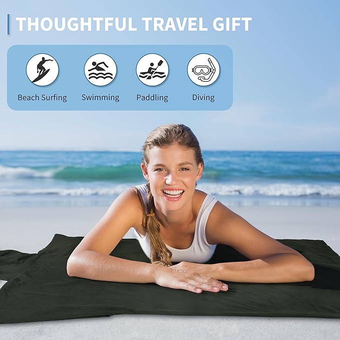 Tirrinia Hooded Surf Poncho Changing Towel Summer Swim Robe with Pocket, Quick Dry Towel Hoodie for Surfing Swimming Diving Men Women