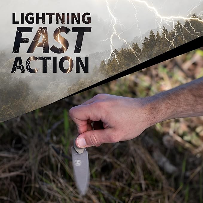 Off-Grid Knives - Stinger EDC Folding Knife with Drop Point Blade, Full Flat Grind, Crucible 154CM Steel, G10 Scales, Deep Carry Clip, Everyday Carry (Coyote)