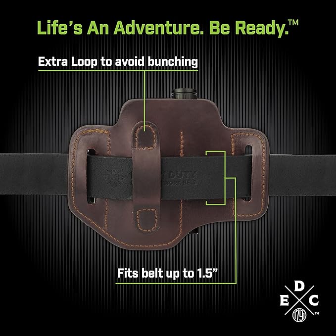 Multitool & Flashlight Holster, Leather EDC Organizer Belt Pouch Fits Multitool, Knife, Flashlight, Keys - Compatible with Heavy Duty Leatherman, Gerber, SOG Multitools