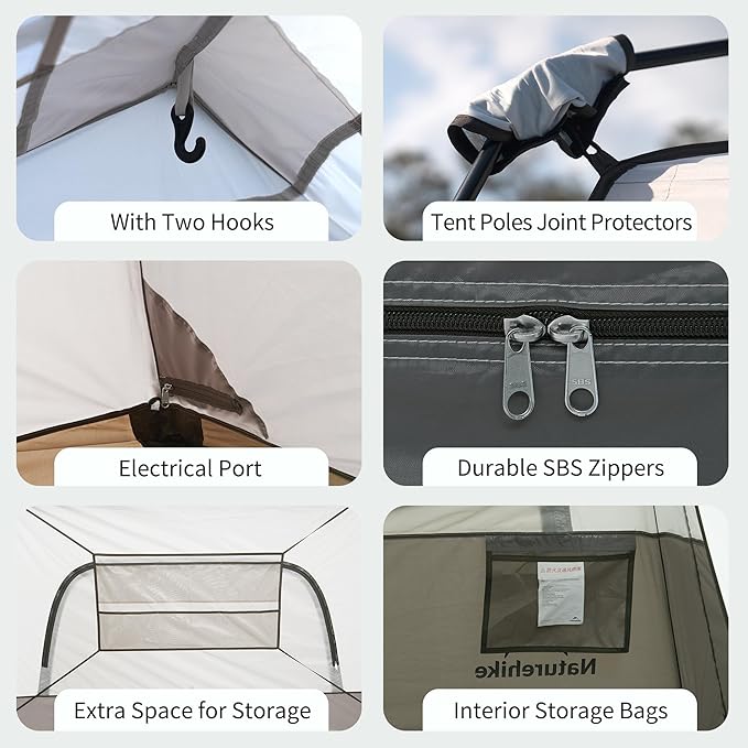 Naturehike Cape 4/6/8 Person Camping Tent, 60S Easy Setup Instant Tent Pop up Tent, Waterproof Large Tall 6/8 Person Tents for Camping, Car Camping