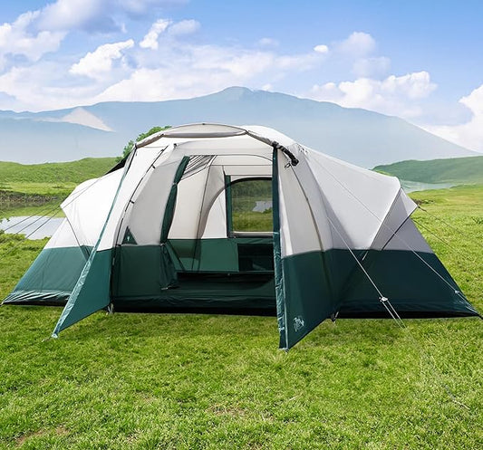 Tents for Camping 6/8/10/11 Person Large Camping Tent with Porch Big Tent with Rainfly & Reflective Windproof Rope Portable with Carry Bag for Family Camping & Hiking