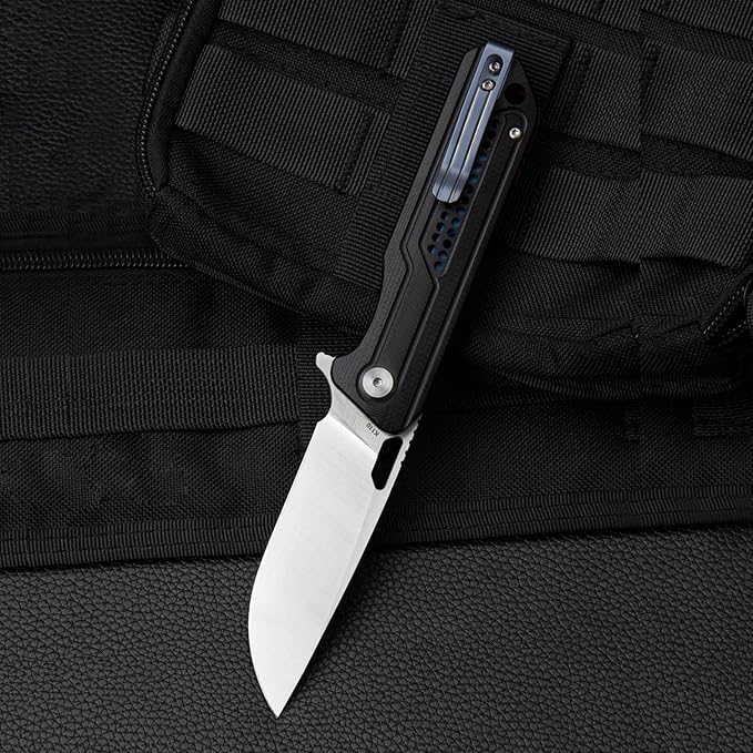 BESTECH KNIVES Pocket Folder Folding Knife: 3.23" K110 Steel Blade, G10 Scales, Flipper, Liner Lock, EDC Titanium Clip, BG35A-1 (Black)